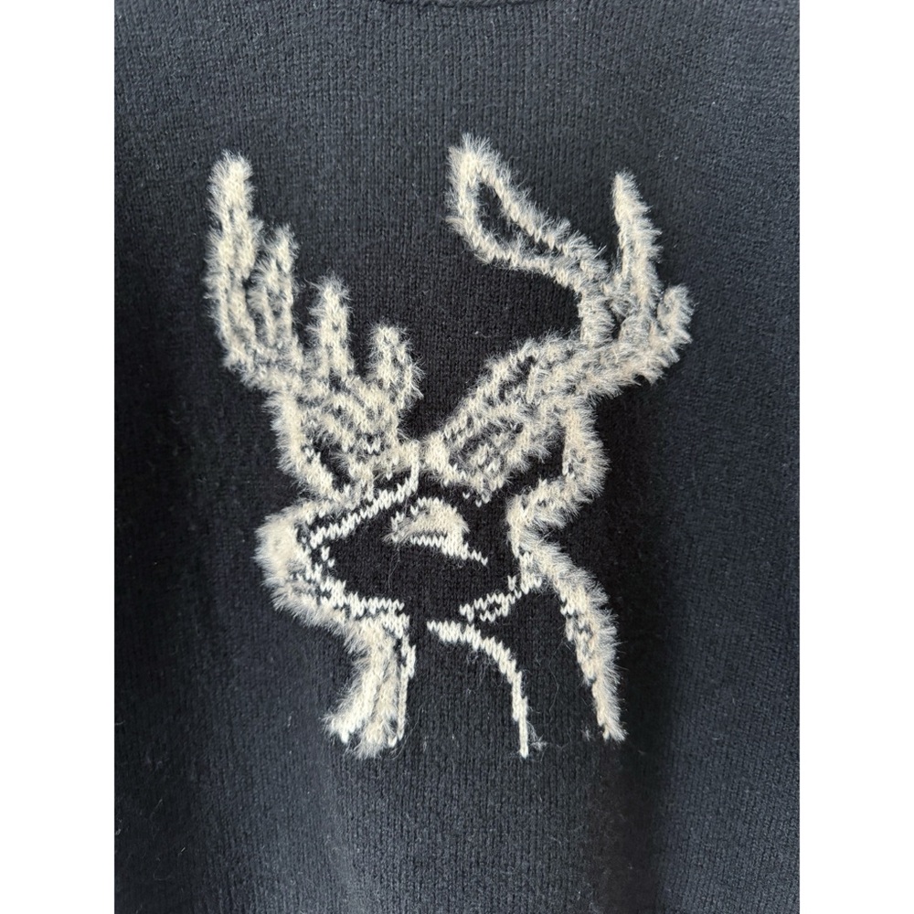 Anthropologie Oh Deer Black and White Reindeer Sweater S - Picture 5 of 8